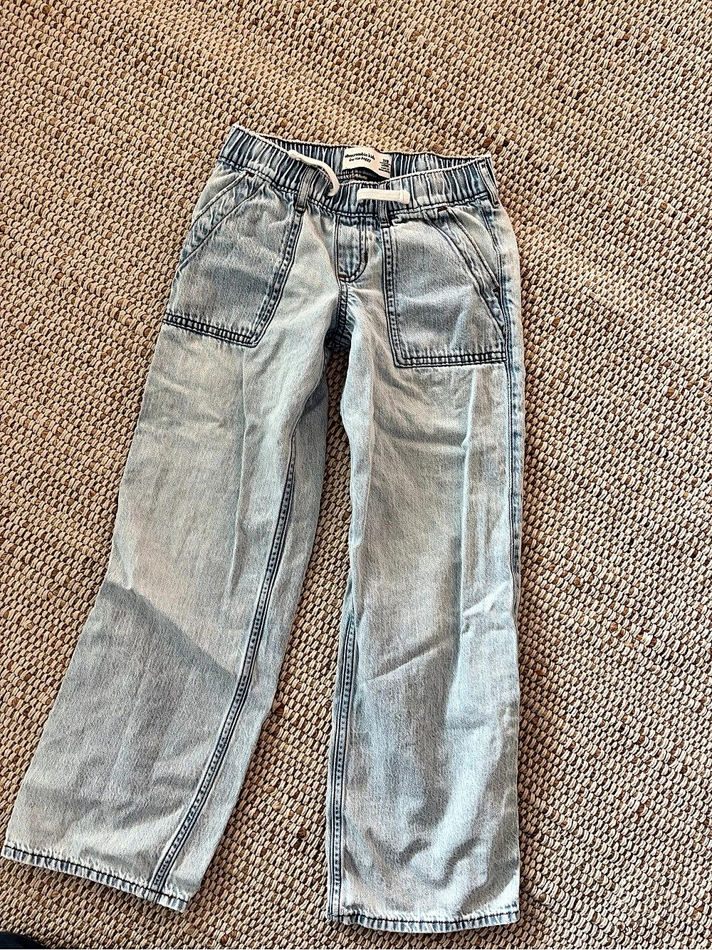 Abercrombie Kids Low Rise Baggy Jeans Blue Girls 7/8 Long